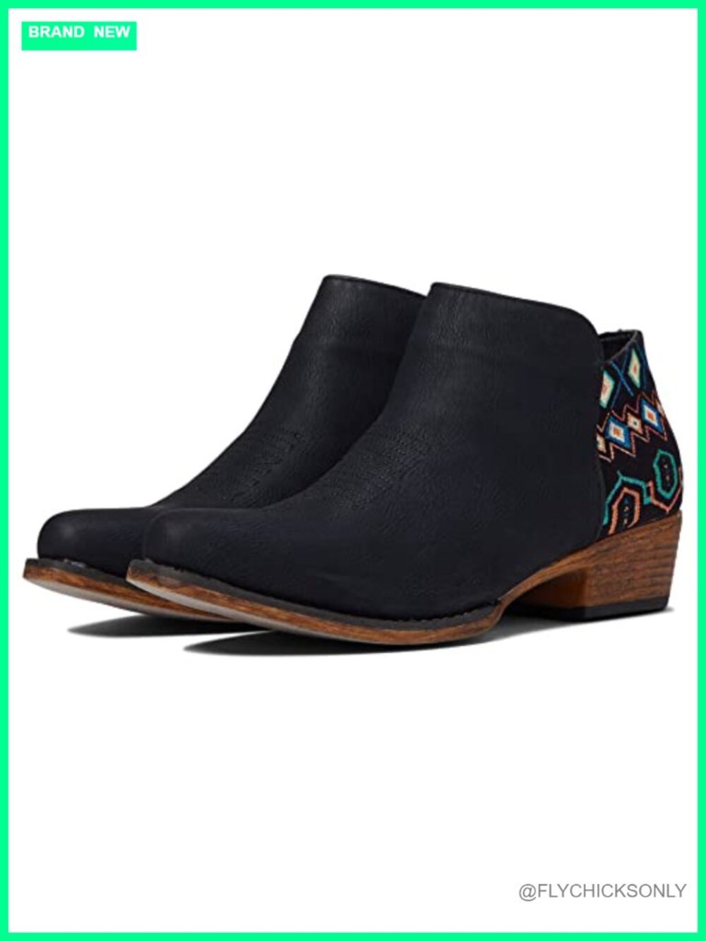Snip Toe Faux Leather Western Ankle Bootie with Block Heel